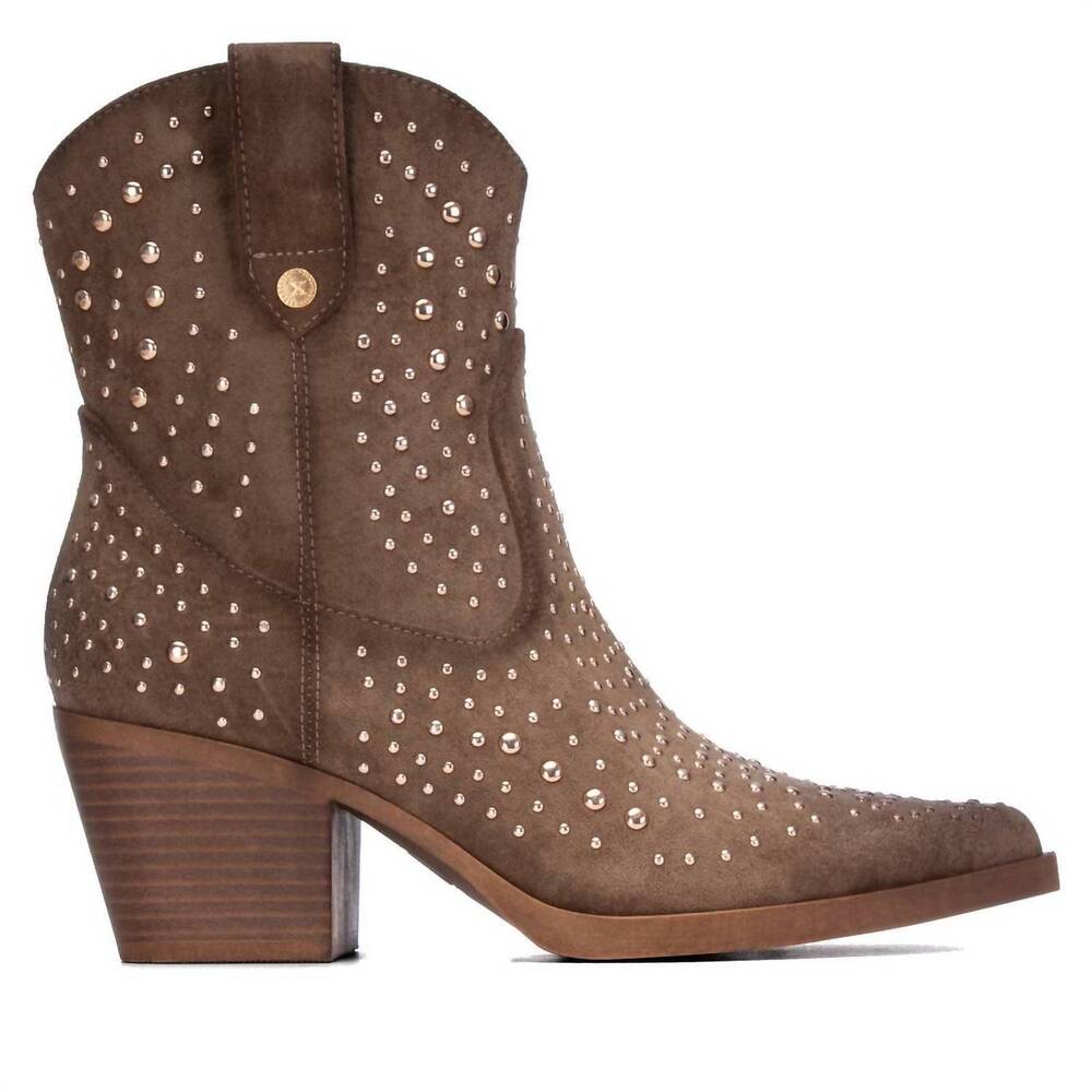 NEW XTI women's suede italian western ankle booties in taupe